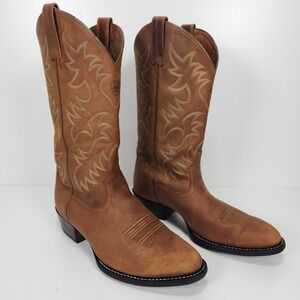 Men's Ariat 34725 Size 12EE Heritage R Toe Western Light Brown Leather Boots